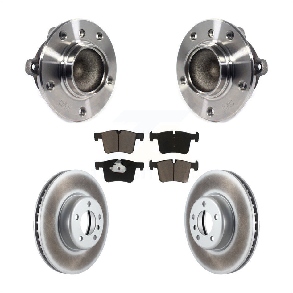 Front Hub Bearing Assembly With Coated Disc Brake Rotors And Ceramic Pads Kit For BMW 435i 335i Gran Coupe Without Blue Painted Calipers KBB-121097
