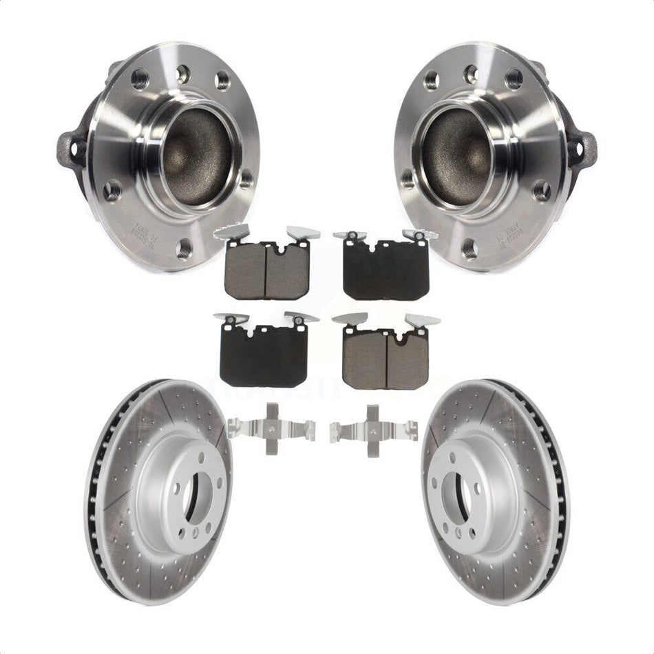 Front Hub Bearing Assembly With Coated Disc Brake Rotors And Ceramic Pads Kit For BMW 328i 428i Gran Coupe 340i 435i ActiveHybrid 3 KBB-121102