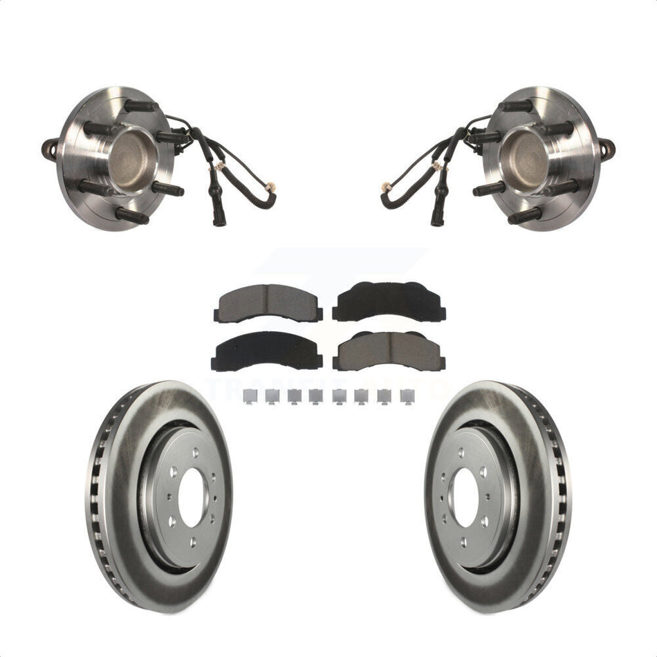 Front Hub Bearing Assembly With Coated Disc Brake Rotors And Ceramic Pads Kit For 2010-2010 Ford Expedition Lincoln Navigator RWD KBB-121106