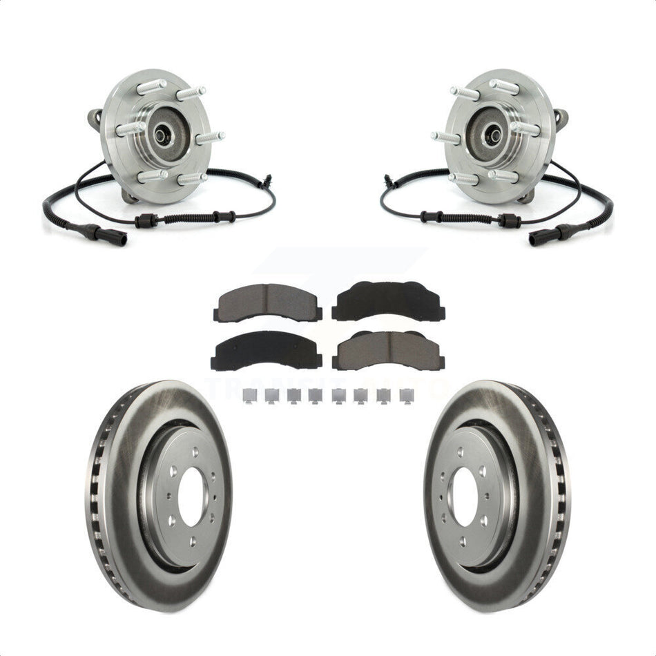 Front Hub Bearing Assembly With Coated Disc Brake Rotors And Ceramic Pads Kit For 2010-2010 Ford Expedition Lincoln Navigator 4WD KBB-121107