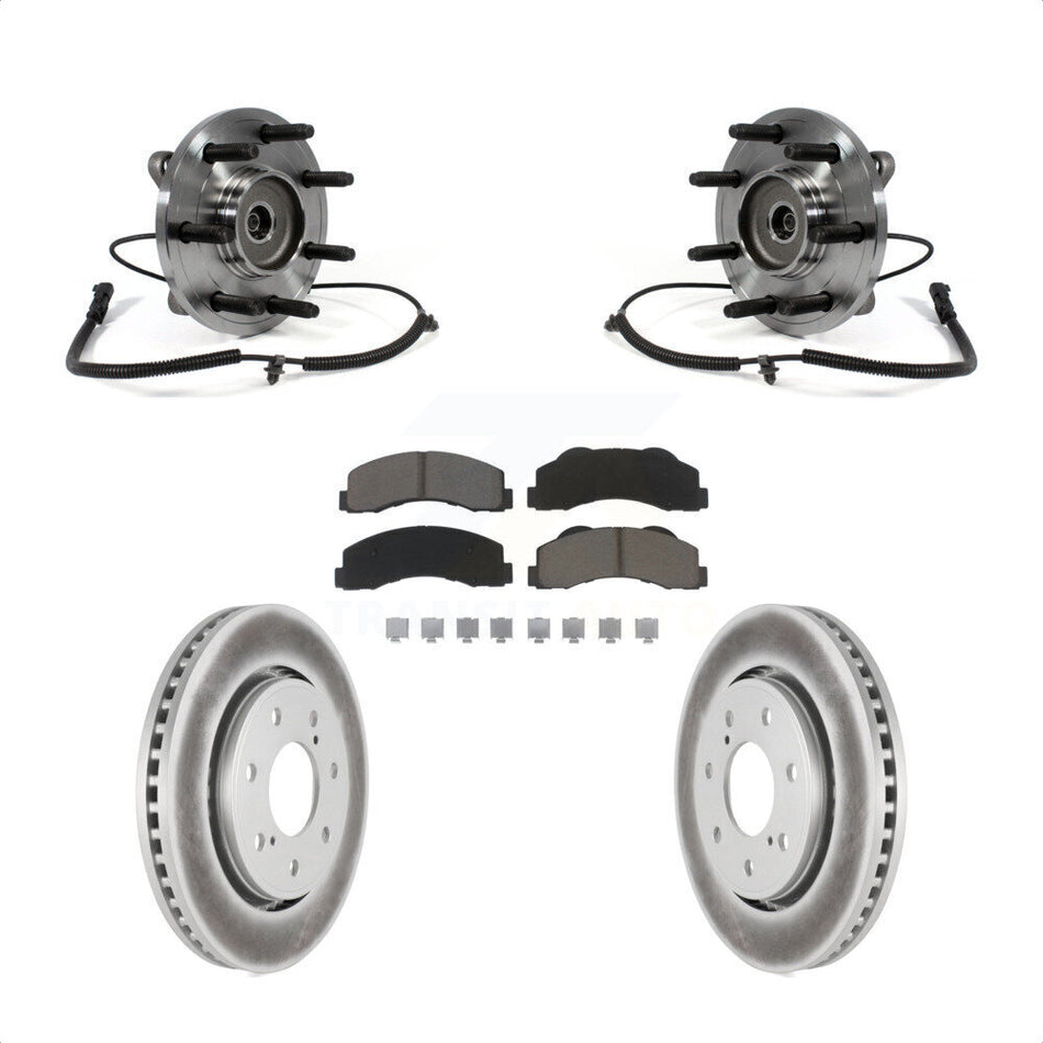 Front Hub Bearing Assembly With Coated Disc Brake Rotors And Ceramic Pads Kit For Ford F-150 KBB-121113