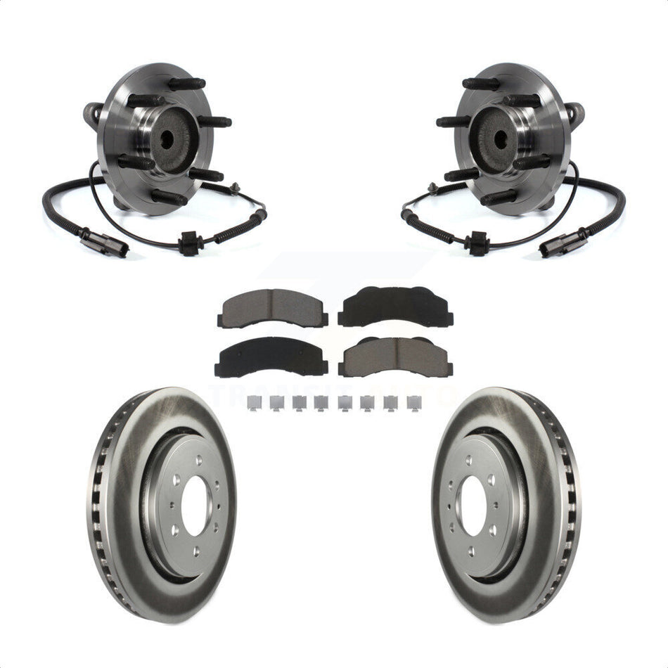 Front Hub Bearing Assembly With Coated Disc Brake Rotors And Ceramic Pads Kit For 2011-2014 Ford F-150 Expedition Lincoln Navigator RWD KBB-121114