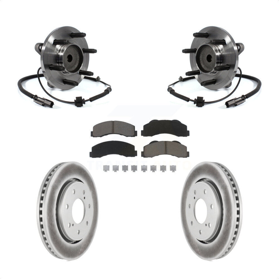 Front Hub Bearing Assembly With Coated Disc Brake Rotors And Ceramic Pads Kit For 2011-2014 Ford F-150 RWD 7 Lug Wheels KBB-121115