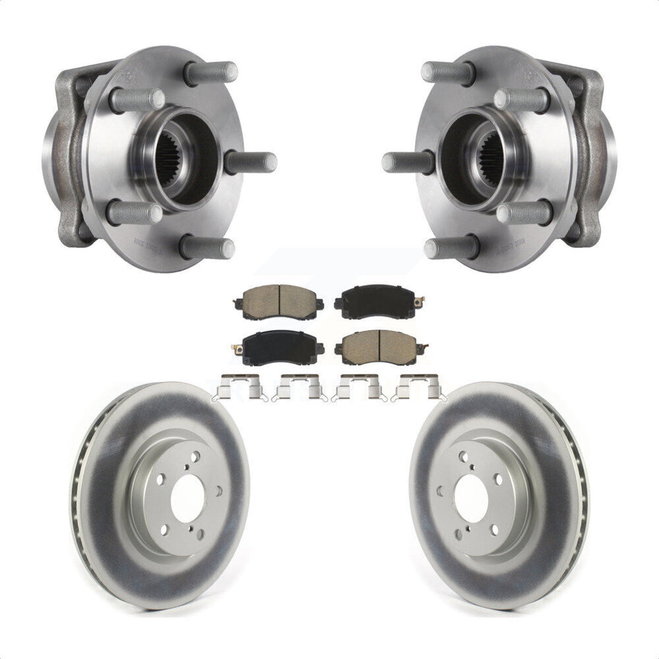 Front Hub Bearing Assembly With Coated Disc Brake Rotors And Ceramic Pads Kit For 2017-2019 Subaru Impreza 276mm Diameter Rotor KBB-121130