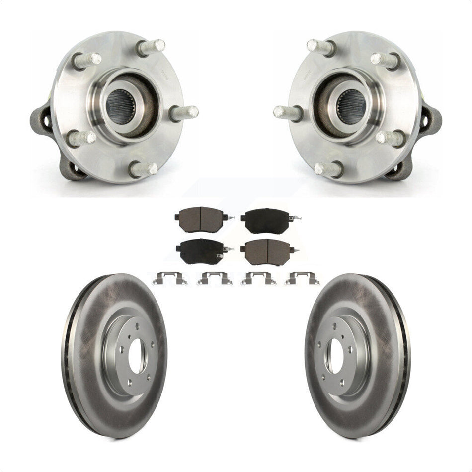 Front Hub Bearing Assembly With Coated Disc Brake Rotors And Ceramic Pads Kit For 2005-2007 Nissan Murano KBB-121142