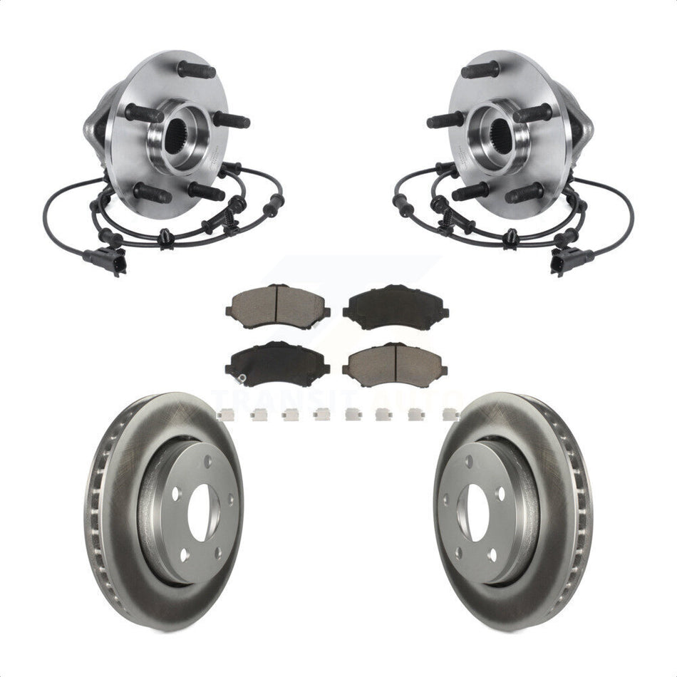 Front Hub Bearing Assembly Coated Disc Brake Rotor And Ceramic Pads Kit For Jeep Wrangler KBB-121144