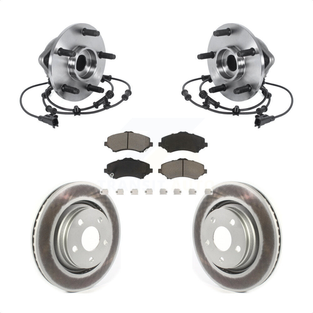 Front Hub Bearing Assembly Coated Disc Brake Rotor And Ceramic Pads Kit For Jeep Wrangler KBB-121145