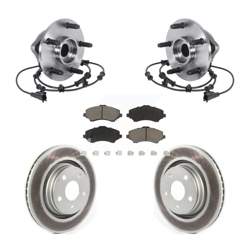 Front Hub Bearing Assembly Coated Disc Brake Rotor And Ceramic Pads Kit For Jeep Wrangler KBB-121145