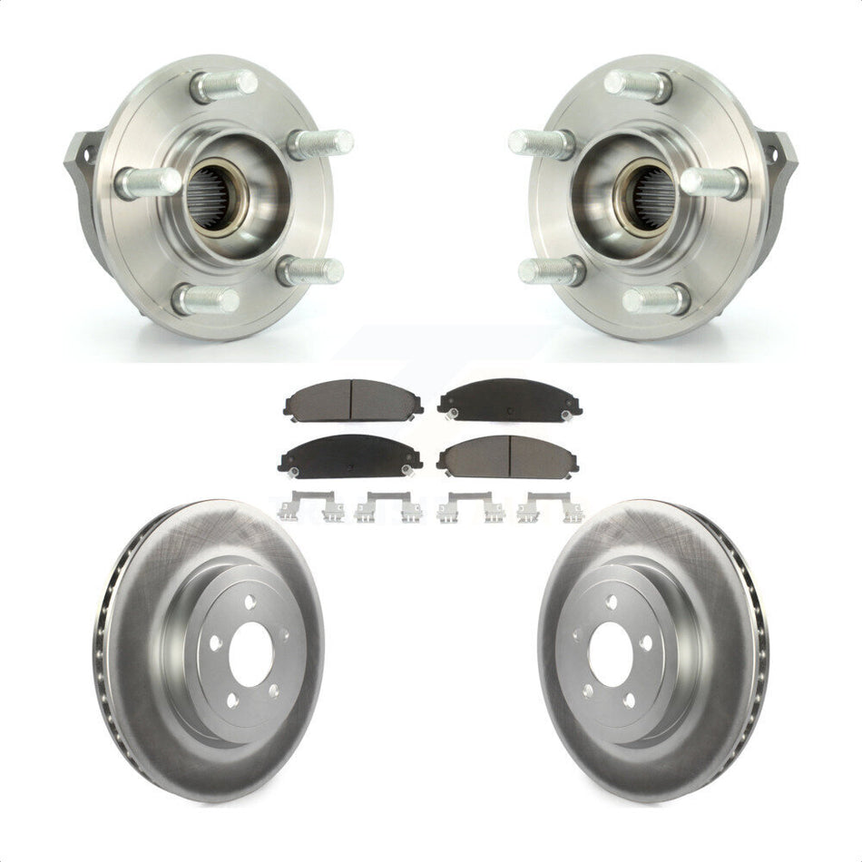 Front Hub Bearing Assembly With Coated Disc Brake Rotors And Ceramic Pads Kit For Dodge Charger Chrysler 300 Challenger Magnum KBB-121153