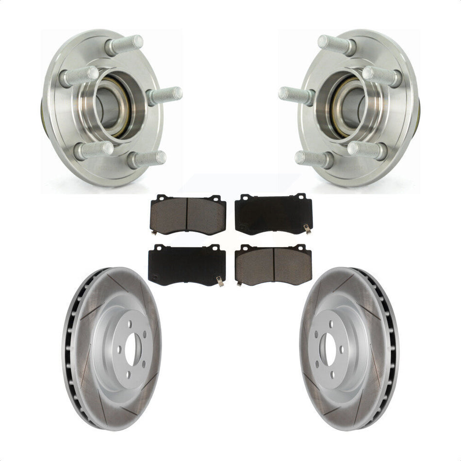 Front Hub Bearing Assembly With Coated Disc Brake Rotors And Ceramic Pads Kit For Dodge Chrysler 300 Charger Challenger Magnum KBB-121154