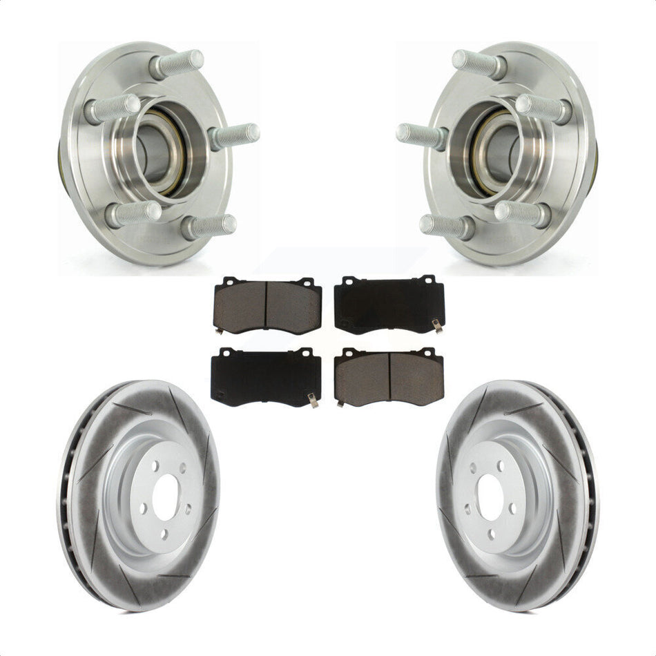 Front Hub Bearing Assembly With Coated Disc Brake Rotors And Ceramic Pads Kit For Dodge Chrysler 300 Charger Challenger Magnum KBB-121155
