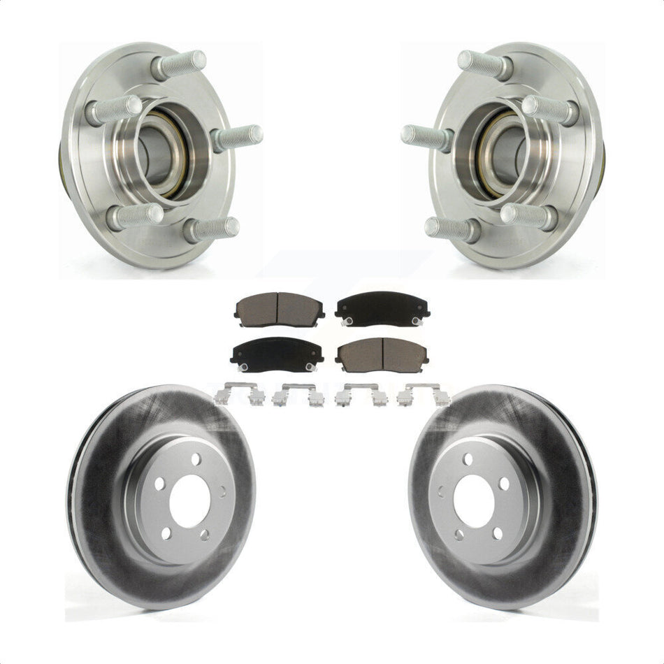 Front Hub Bearing Assembly With Coated Disc Brake Rotors And Ceramic Pads Kit For Dodge Chrysler 300 Charger Magnum Challenger KBB-121156