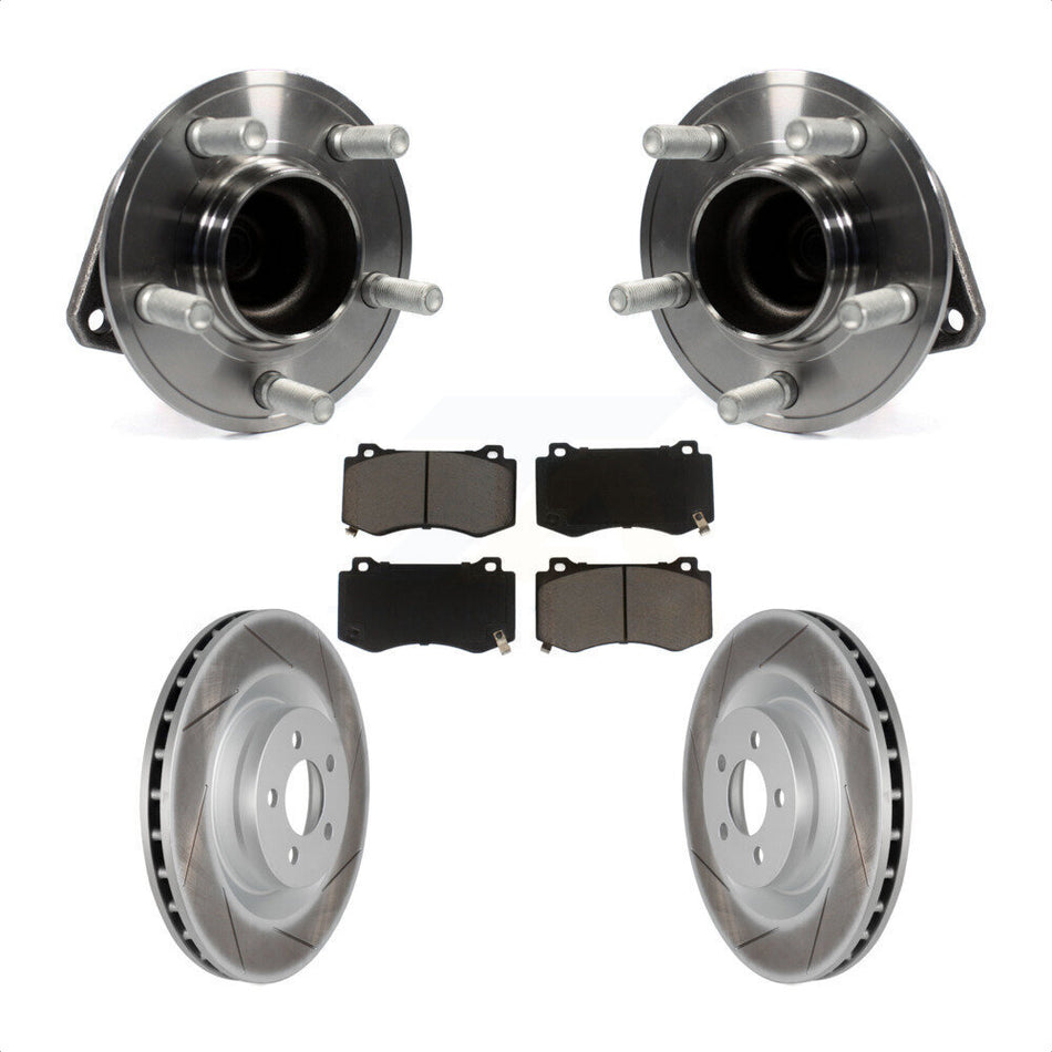 Front Hub Bearing Assembly With Coated Disc Brake Rotors And Ceramic Pads Kit For Dodge Charger Challenger Chrysler 300 KBB-121162