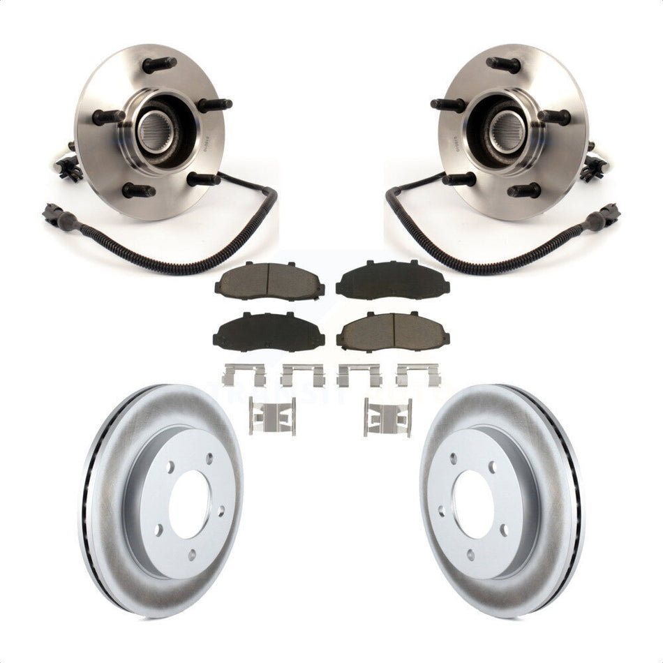Front Hub Bearing Assembly With Coated Disc Brake Rotors And Ceramic Pads Kit For Ford F-150 4WD with 4-Wheel ABS KBB-121171