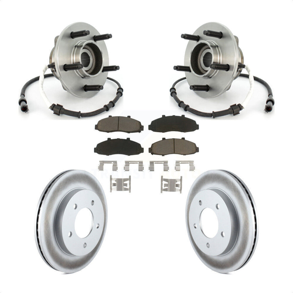Front Hub Bearing Assembly With Coated Disc Brake Rotors And Ceramic Pads Kit For Ford F-150 Heritage 4WD with 4-Wheel ABS KBB-121173
