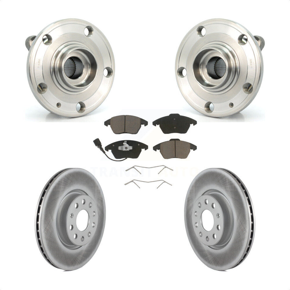 Front Hub Bearing Assembly With Coated Disc Brake Rotors And Ceramic Pads Kit For Volkswagen Jetta Beetle CC Passat GTI Audi Eos A3 TT Quattro Golf KBB-121175