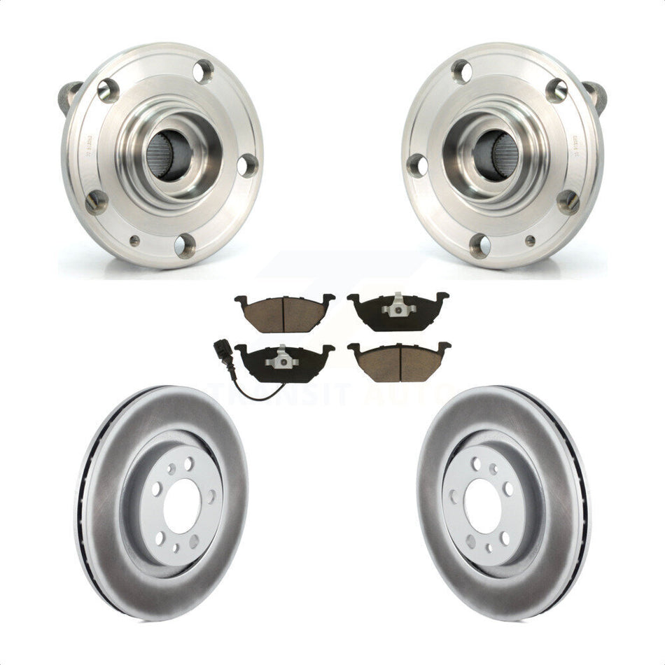 Front Hub Bearing Assembly With Coated Disc Brake Rotors And Ceramic Pads Kit For Volkswagen Jetta Golf City KBB-121177