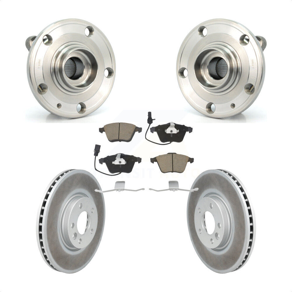 Front Hub Bearing Assembly With Coated Disc Brake Rotors And Ceramic Pads Kit For Volkswagen CC 340mm Diameter Rotor KBB-121179