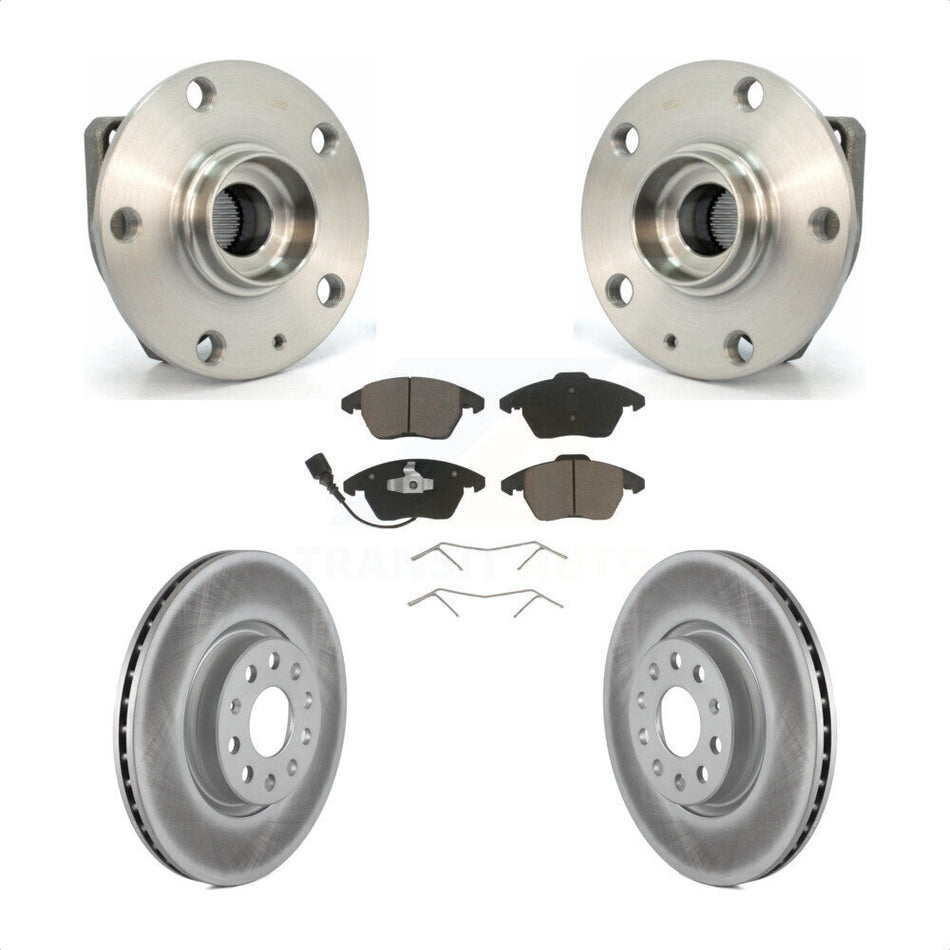 Front Hub Bearing Assembly With Coated Disc Brake Rotors And Ceramic Pads Kit For Volkswagen GTI Eos Audi A3 KBB-121185