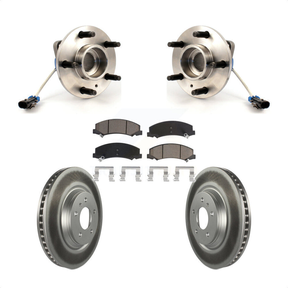 Front Hub Bearing Assembly With Coated Disc Brake Rotors And Ceramic Pads Kit For Chevrolet Buick Lucerne Impala Limited LaCrosse Allure KBB-121208