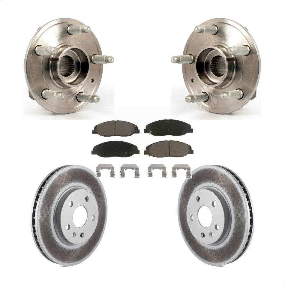 Front Hub Bearing Assembly With Coated Disc Brake Rotors And Ceramic Pads Kit For Cadillac CTS KBB-121221