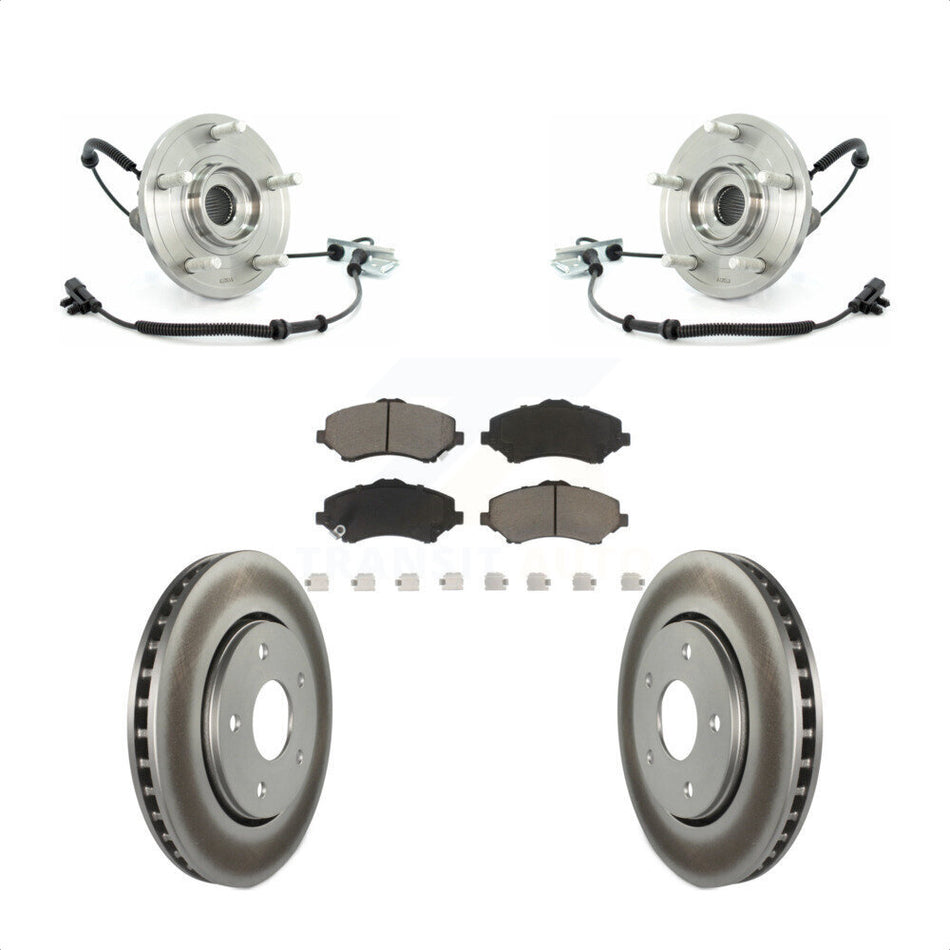 Front Hub Bearing Assembly With Coated Disc Brake Rotors And Ceramic Pads Kit For Chrysler Town & Country Dodge Grand Caravan Volkswagen Routan KBB-121231
