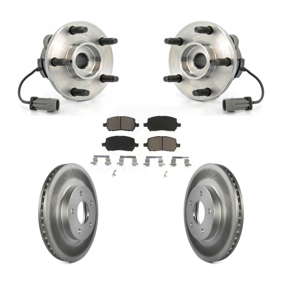 Front Hub Bearing Assembly With Coated Disc Brake Rotors And Ceramic Pads Kit For Chevrolet Cobalt Pontiac G5 KBB-121237