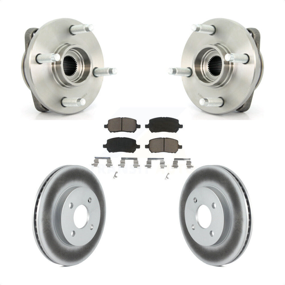 Front Hub Bearing Assembly With Coated Disc Brake Rotors And Ceramic Pads Kit For Chevrolet Cobalt Saturn Ion Pontiac G5 Pursuit KBB-121239
