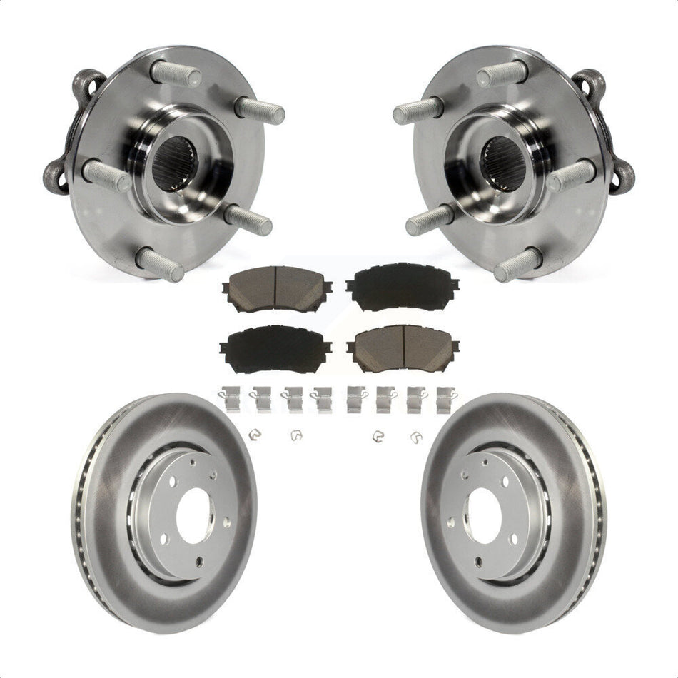 Front Hub Bearing Assembly With Coated Disc Brake Rotors And Ceramic Pads Kit For 2019 Mazda 6 Naturally Aspirated KBB-121253