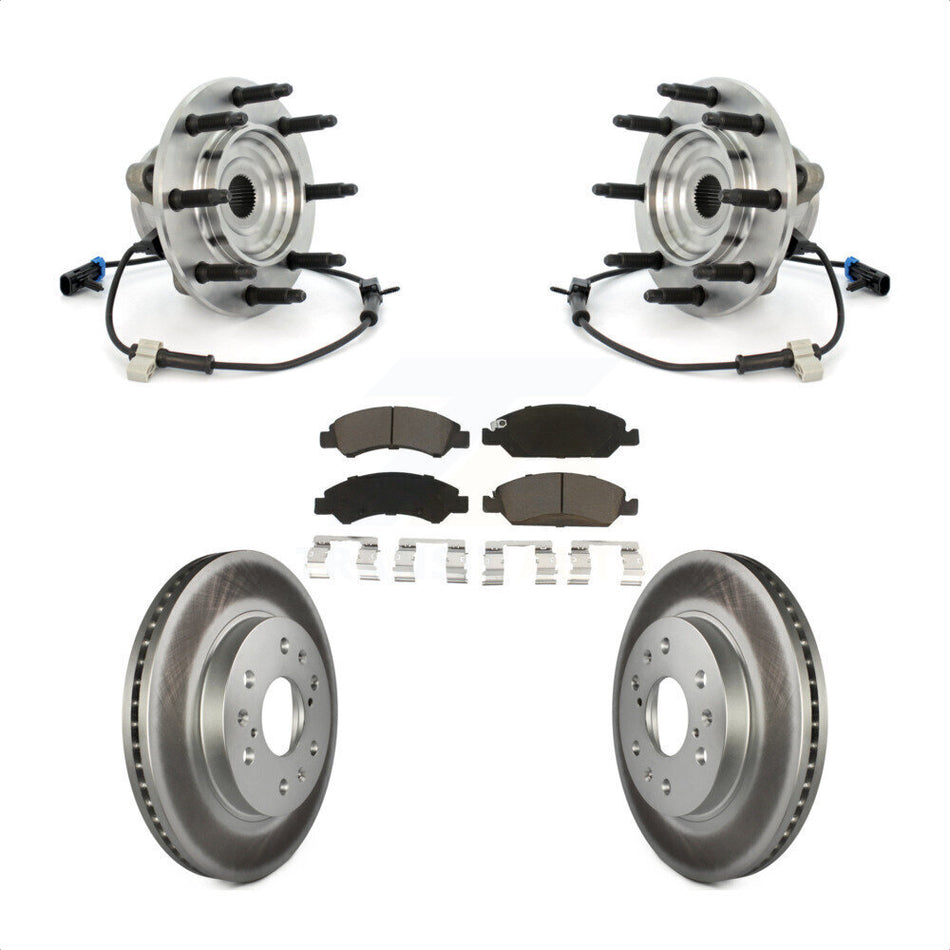 Front Hub Bearing Assembly With Coated Disc Brake Rotors And Ceramic Pads Kit For Chevrolet Silverado 1500 GMC Sierra Classic 8 Lug Wheels KBB-121255