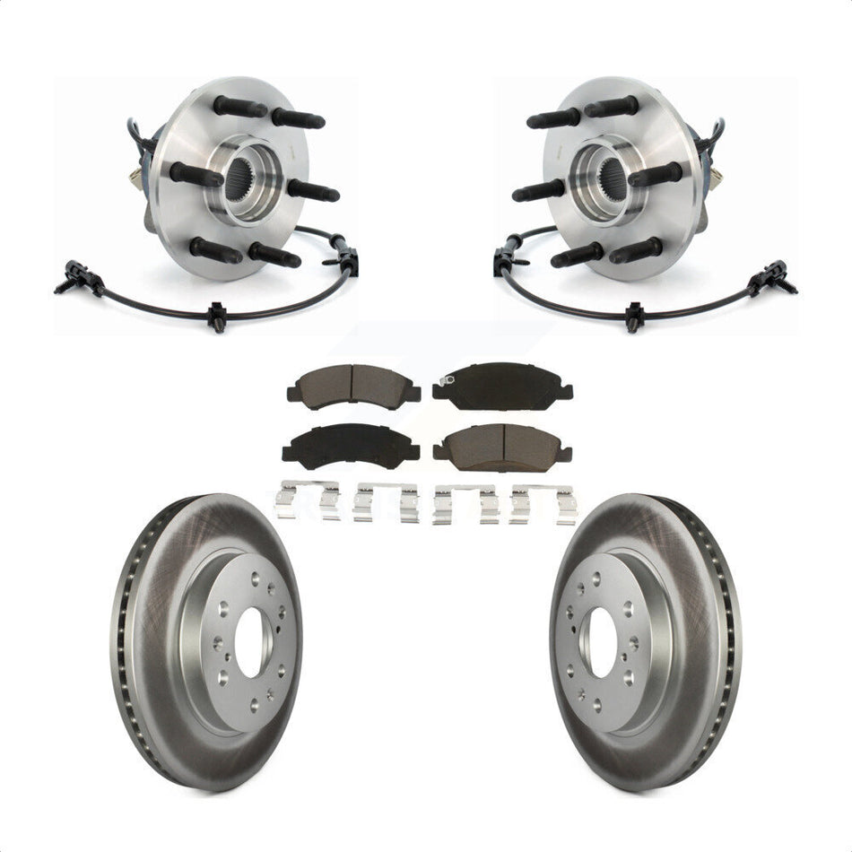 Front Hub Bearing Assembly With Coated Disc Brake Rotors And Ceramic Pads Kit For Chevrolet Silverado 1500 GMC Sierra Classic Express Savana KBB-121256