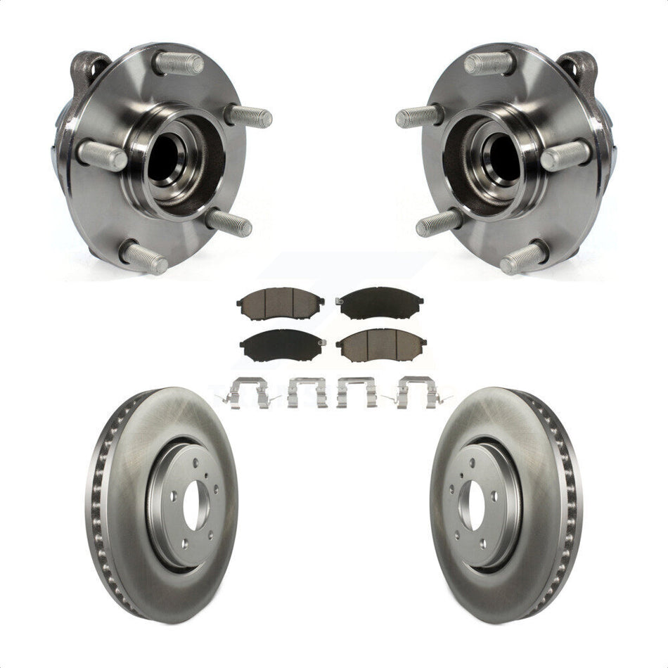 Front Hub Bearing Assembly With Coated Disc Brake Rotors And Ceramic Pads Kit For INFINITI FX35 FX37 QX70 KBB-121261