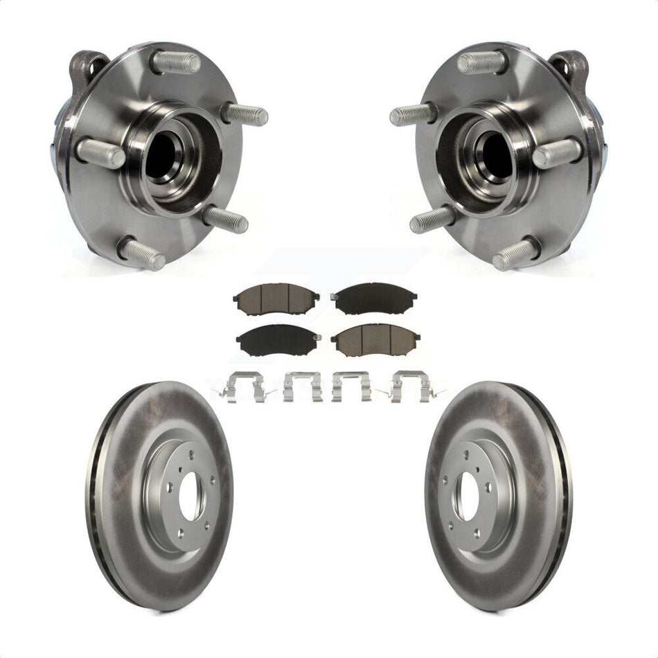 Front Hub Bearing Assembly With Coated Disc Brake Rotors And Ceramic Pads Kit For INFINITI G37 G35 M35 Nissan 370Z EX35 QX70 M37 G25 Q70 Q70L M45 Q40 QX50 M56 EX37 M35h KBB-121264