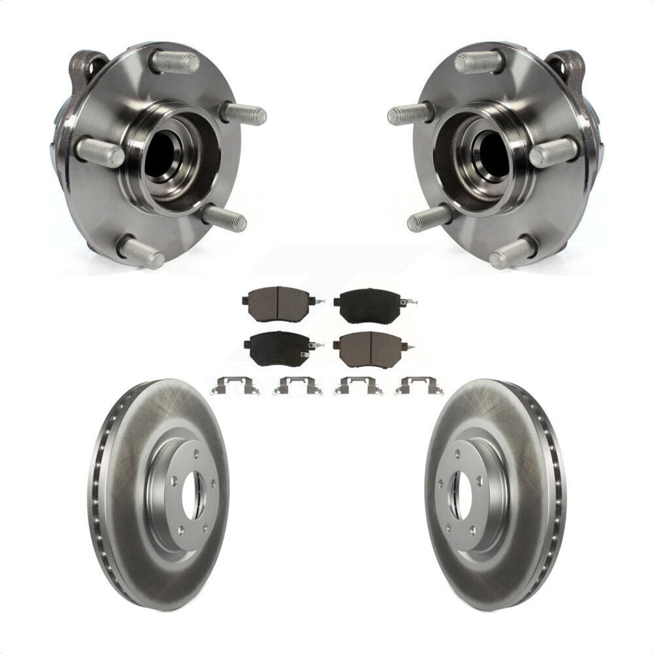 Front Hub Bearing Assembly With Coated Disc Brake Rotors And Ceramic Pads Kit For INFINITI FX35 RWD KBB-121266