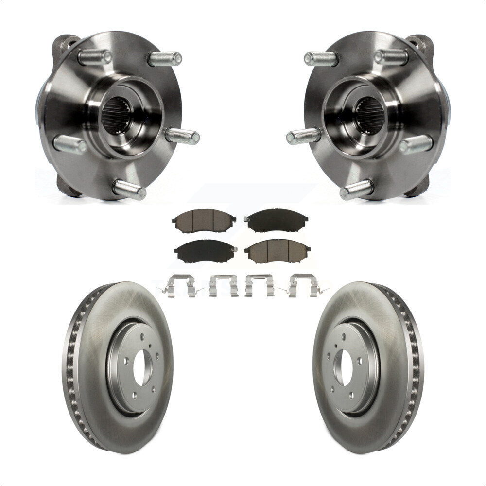Front Hub Bearing Assembly Coated Disc Brake Rotor & Pads Kit For INFINITI FX35 FX37 FX45 KBB-121279