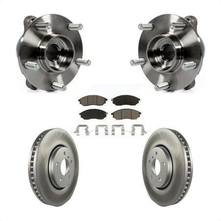 Front Hub Bearing Assembly Coated Disc Brake Rotor & Pads Kit For INFINITI FX35 FX37 FX45 KBB-121279