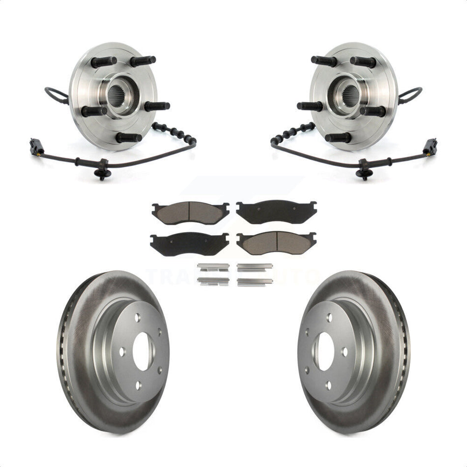 Front Hub Bearing Assembly With Coated Disc Brake Rotors And Ceramic Pads Kit For Dodge Ram 1500 KBB-121286
