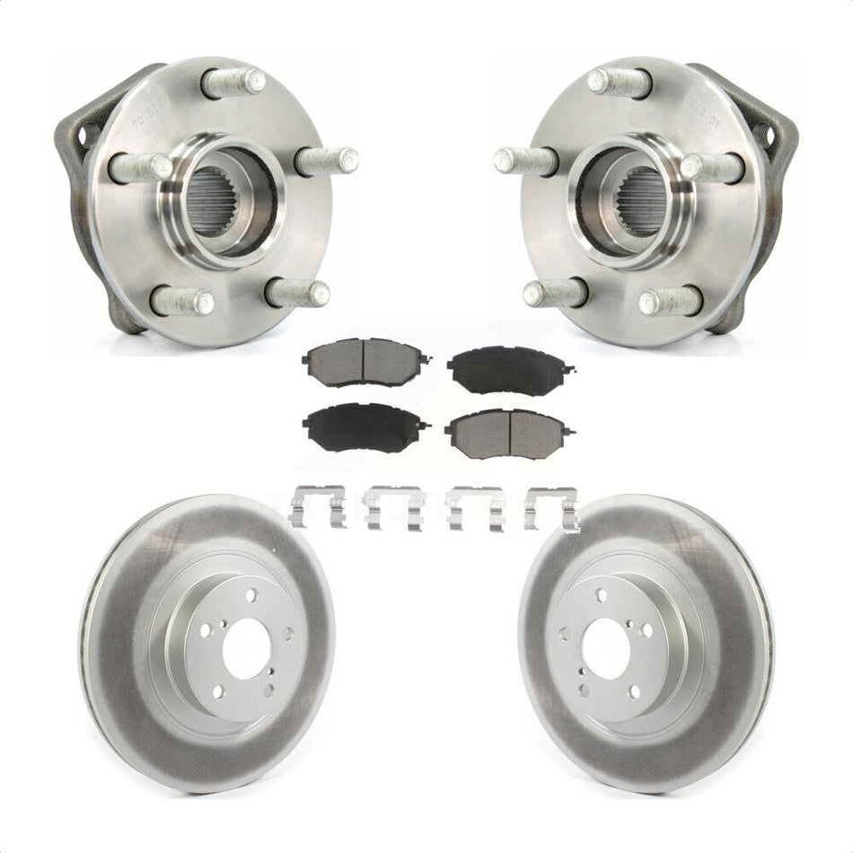 Front Hub Bearing Assembly With Coated Disc Brake Rotors And Ceramic Pads Kit For 2009 Subaru Legacy 3.0 R with 3.0L 292mm Diameter Rotor KBB-121292