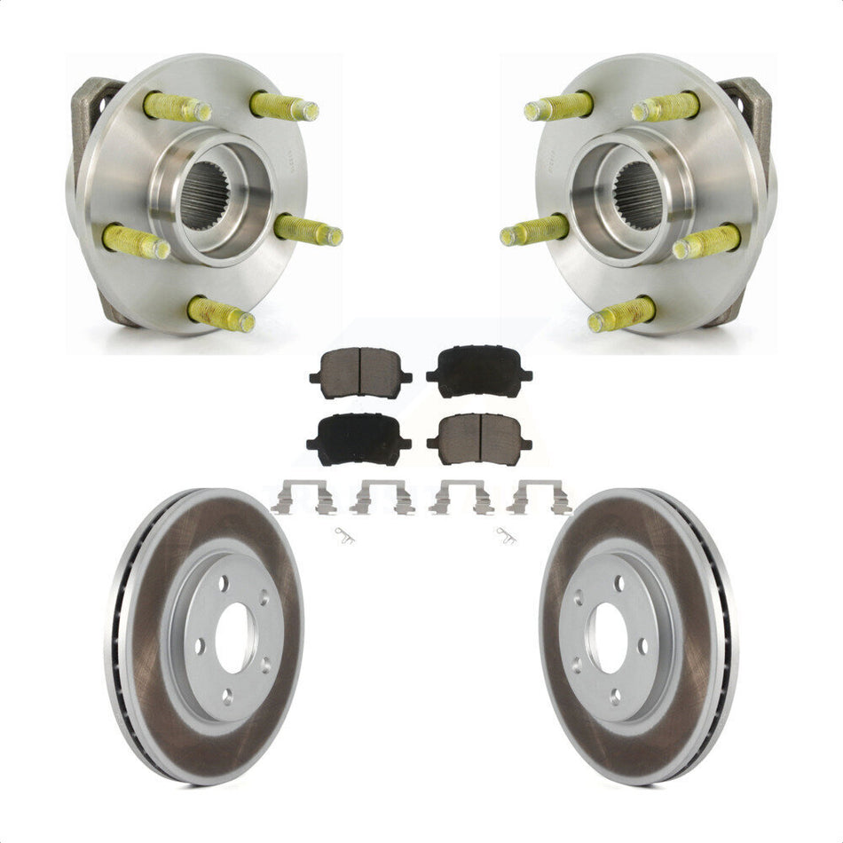 Front Hub Bearing Assembly With Coated Disc Brake Rotors And Ceramic Pads Kit For Pontiac G6 Chevrolet Malibu KBB-121296
