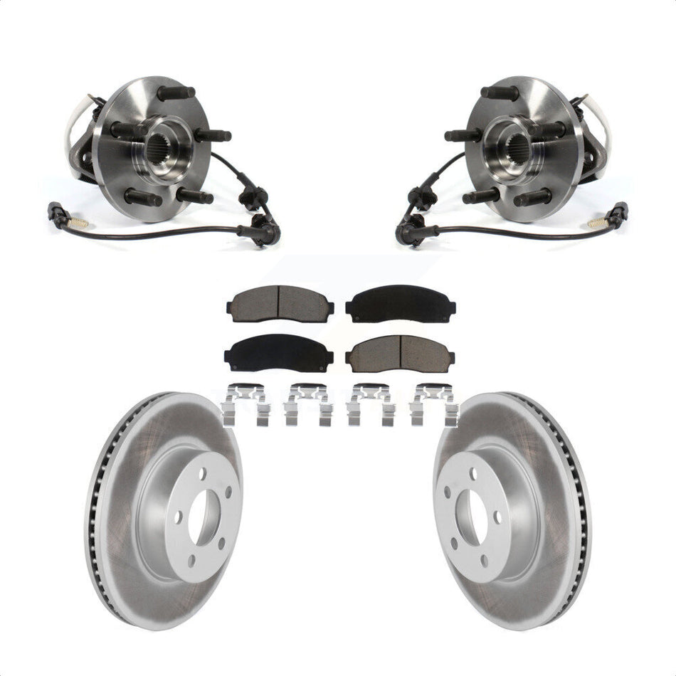 Front Hub Bearing Assembly With Coated Disc Brake Rotors And Ceramic Pads Kit For Ford Ranger Mazda B4000 Square Connector 4WD KBB-121302
