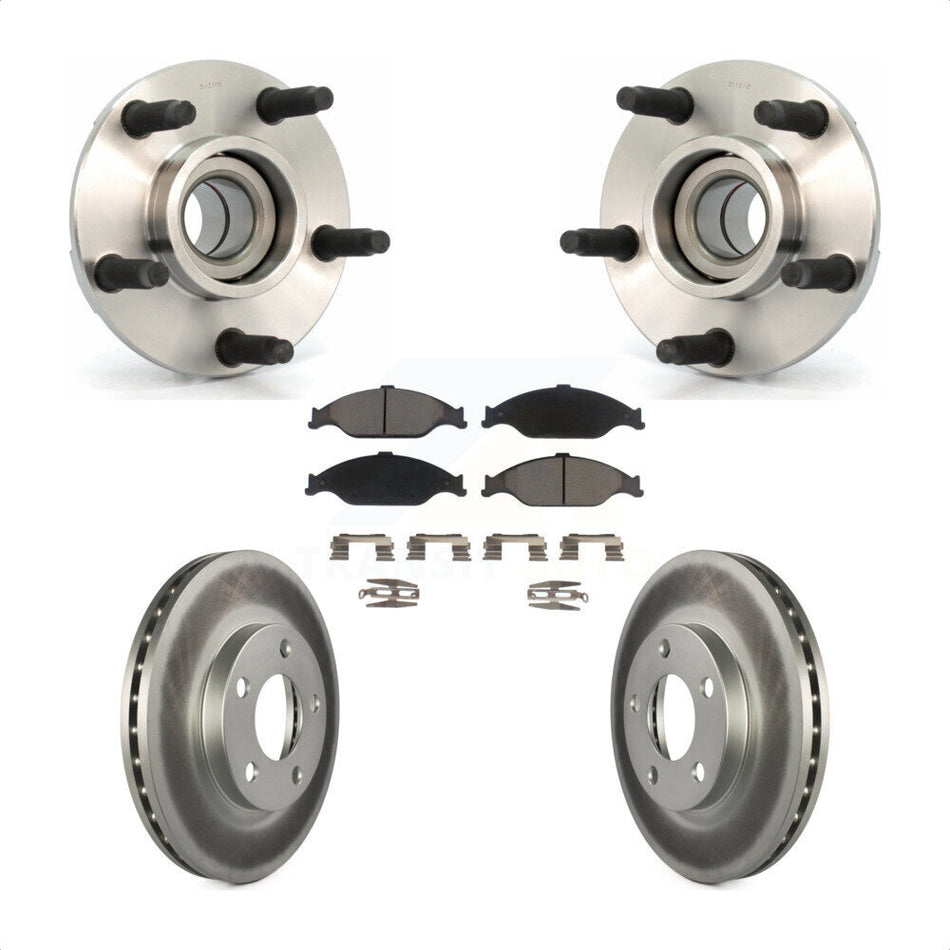 Front Hub Bearing Assembly With Coated Disc Brake Rotors And Ceramic Pads Kit For Ford Mustang KBB-121308