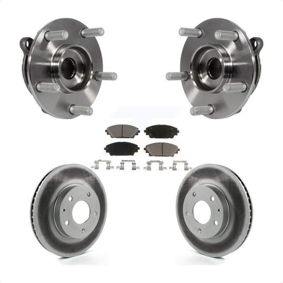 Front Hub Bearing Assembly With Coated Disc Brake Rotors And Ceramic Pads Kit For 2016-2021 Mazda CX-3 FWD KBB-121315