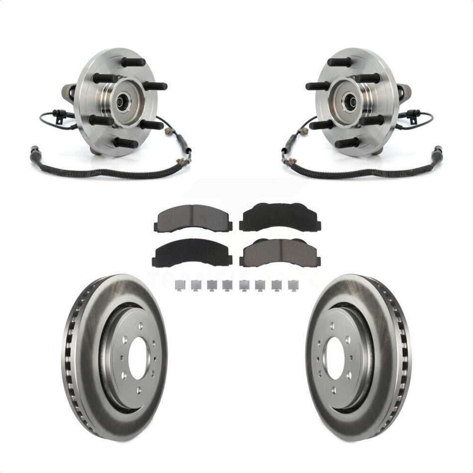 Front Hub Bearing Coated Disc Brake Rotor Pads Kit For 2010 Ford F-150 FX4 Platinum STX XL XLT King Ranch Lariat with 4WD With 6 Lug Wheels Without Heavy Duty Payload Package KBB-121320