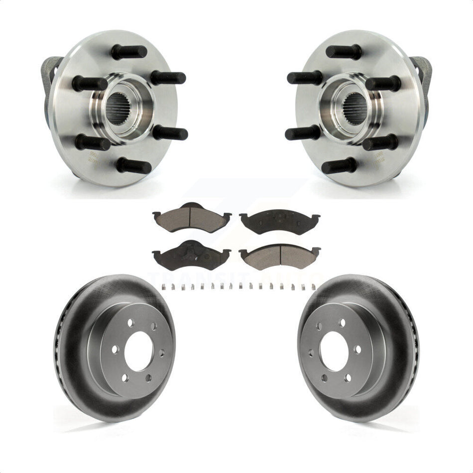 Front Hub Bearing Assembly With Coated Disc Brake Rotors And Ceramic Pads Kit For Dodge Dakota Durango KBB-121323