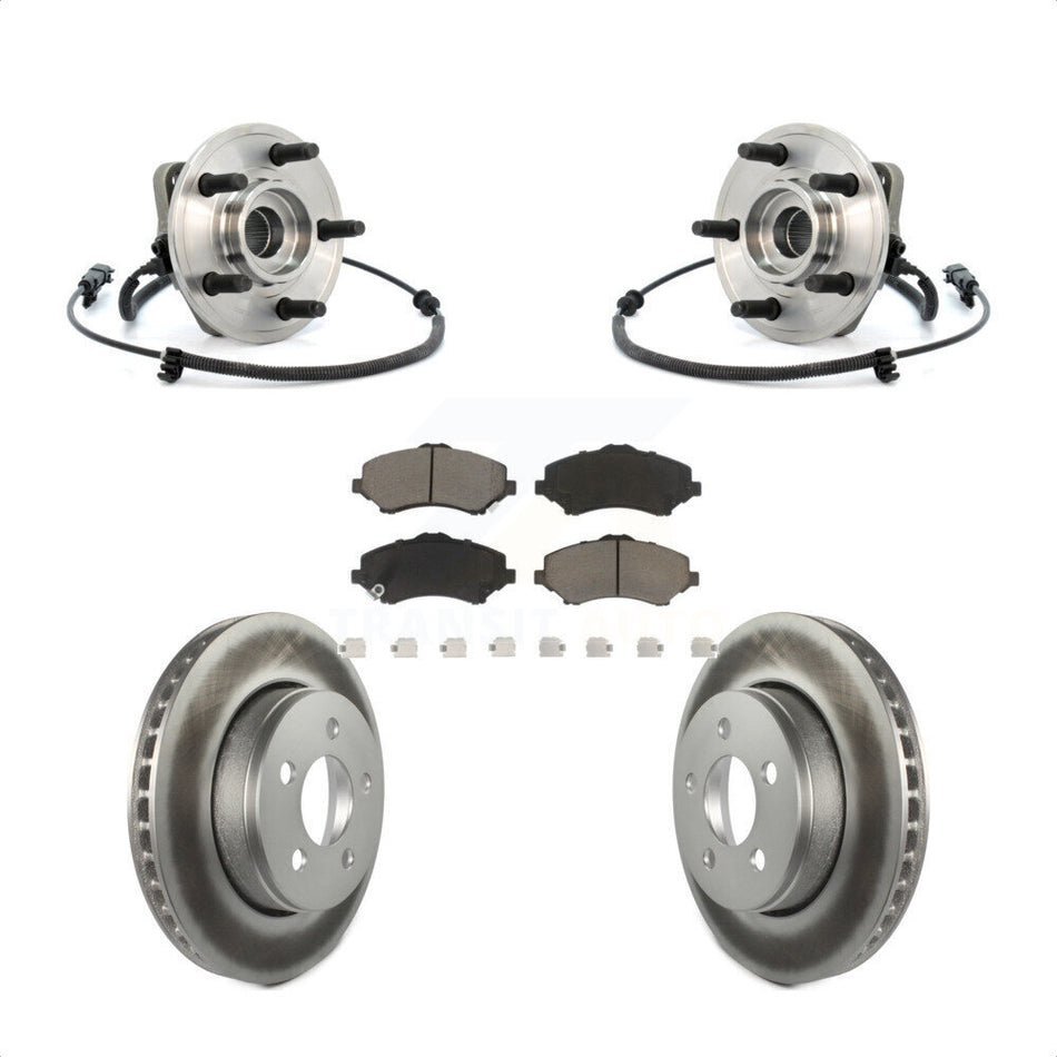 Front Hub Bearing Assembly With Coated Disc Brake Rotors And Ceramic Pads Kit For Jeep Liberty Dodge Nitro KBB-121330