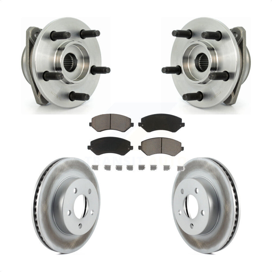 Front Hub Bearing Assembly With Coated Disc Brake Rotors And Ceramic Pads Kit For 2002-2005 Jeep Liberty Non-ABS KBB-121332