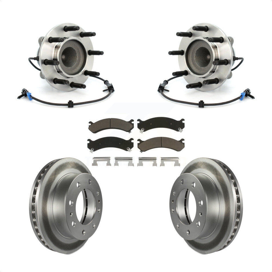 Front Hub Bearing Assembly With Coated Disc Brake Rotors And Ceramic Pads Kit For Chevrolet Express 2500 3500 GMC Savana KBB-121335