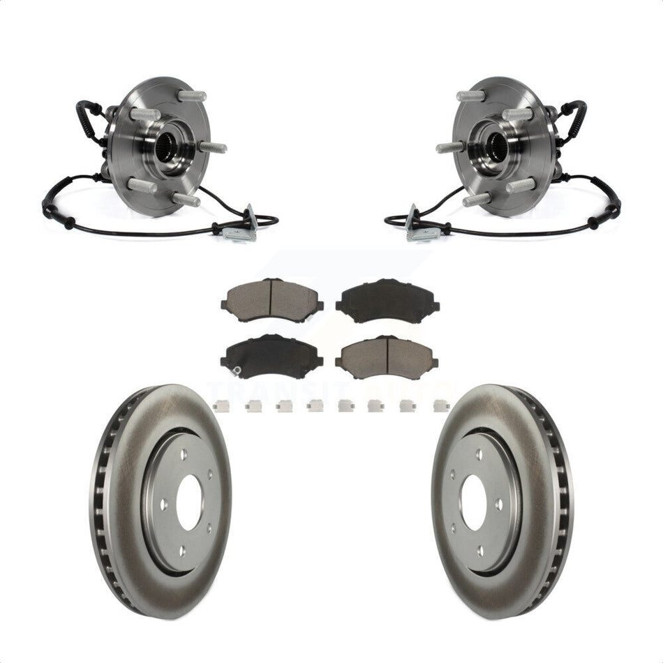 Front Hub Bearing Assembly Coated Disc Brake Rotors And Pads Kit For Dodge Grand Caravan Chrysler Town & Country Ram C/V Volkswagen Routan With Single Piston Caliper KBB-121344