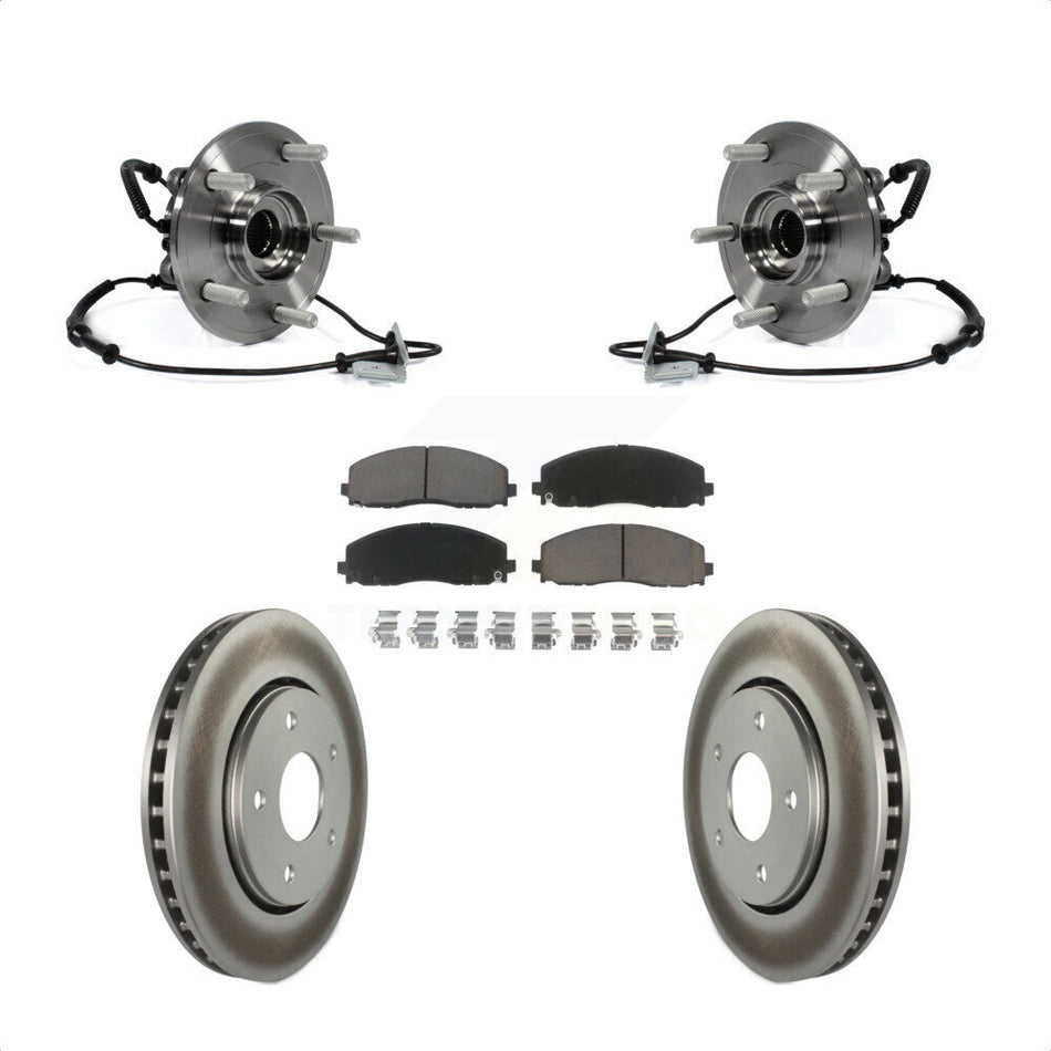 Front Hub Bearing Assembly With Coated Disc Brake Rotors And Ceramic Pads Kit For 2017-2018 Dodge Grand Caravan Single Piston Caliper KBB-121346