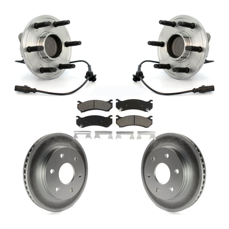 Front Hub Bearing Assembly With Coated Disc Brake Rotors And Ceramic Pads Kit For 2007 Chevrolet Silverado 1500 LT LTZ with RWD rear brakes KBB-121353